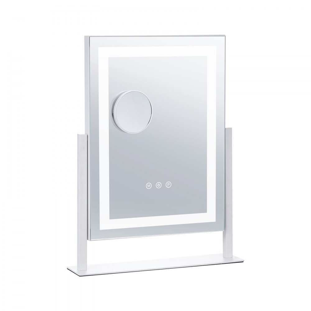 VEVOR Hollywood Schminkspiegel mit Beleuchtung, Kosmetikspiegel mit 3 Farbbeleuchtungsmodi, Schminkspiegel mit LEDs & 5-facher Vergrößerungsspiegel, Smart-Touch-Steuerung, 360°-drehbar, 406x296mm