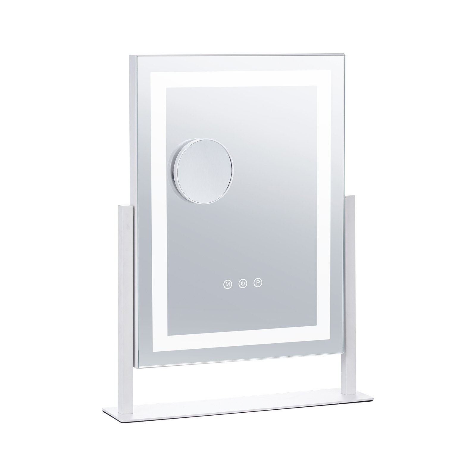 VEVOR Hollywood Schminkspiegel mit Beleuchtung, Kosmetikspiegel mit 3 Farbbeleuchtungsmodi, Schminkspiegel mit LEDs & 5-facher Vergrößerungsspiegel, Smart-Touch-Steuerung, 360°-drehbar, 406x296mm