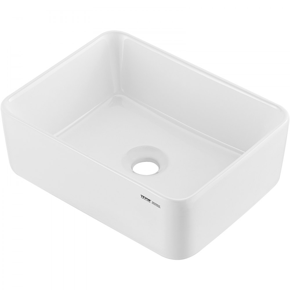 VEVOR Rechteckiges Aufsatzwaschbecken Waschbecken, 406 x 305 x 133 mm, Badezimmer-Aufsatzwaschbecken über der Theke, Keramikwaschbecken moderner Stil, für Toiletten, Hotels, Restaurants, helles Weiß