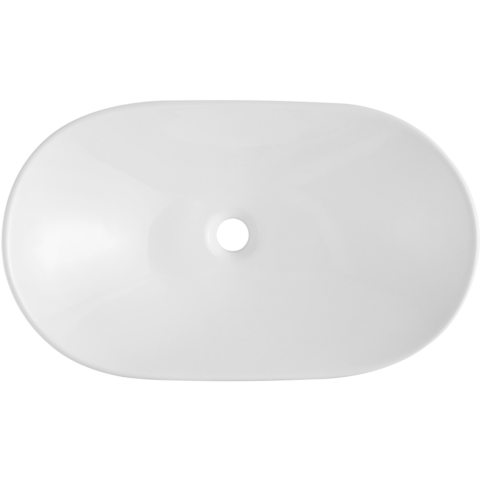 VEVOR Ovales Aufsatzwaschbecken Waschbecken, 592 x 361 x 158 mm, Badezimmer-Aufsatzwaschbecken über der Theke, Keramikwaschbecken moderner Stil, für Toiletten, Hotels, Restaurants, helles Weiß