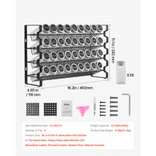 VEVOR Gewürzregal Gewürzhalter Organizer 4 Etagen mit 36 Leeren Gläsern