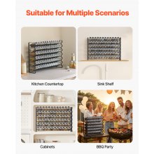 VEVOR Gewürzregal Gewürzhalter Organizer 6-stöckig mit 72 Leeren Gläsern Küche