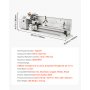 VEVOR Metalldrehmaschine 220 x 762 mm 1100 W Metalldrehbank für Werkstätten, mit Variabler Drehzahl bis 3000 U/min, Not-Aus, 8 Metrischen 0,5-2,5 mm, 8 Zölligen Gewinden 10-44 TPI und Werkzeugkasten