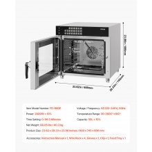 VEVOR Konvektionsofen Kommerzieller Toaster Bäcker Edelstahl 58L Ofen