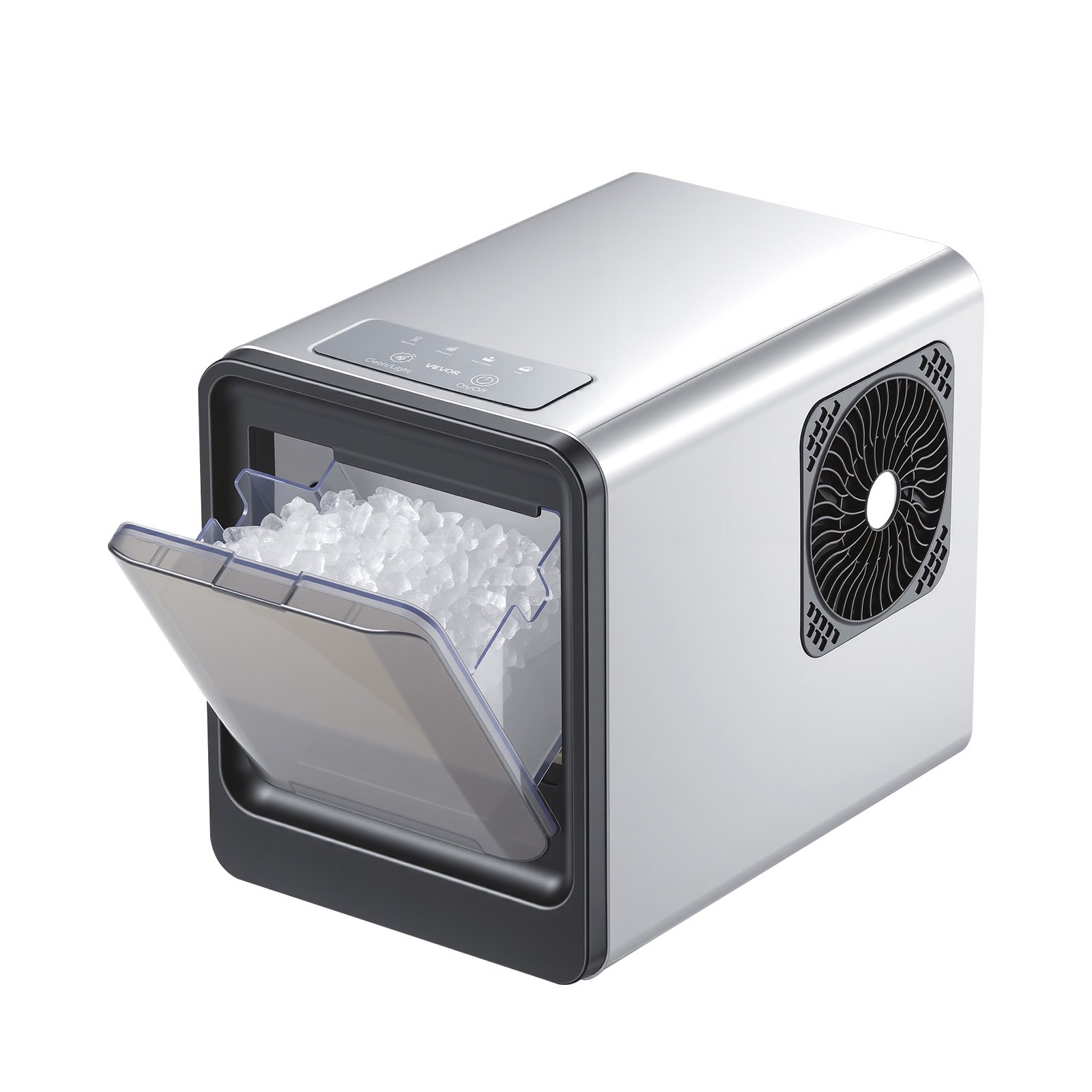 VEVOR Tisch-Eiswürfelmaschine 15 kg pro Tag, Selbstreinigender & Tragbarer Eiswürfelbereiter mit Schaufel & Eiswürfelschublade, Eiswürfelmaschine für Kaueis für Zuhause Küche Büro Bar Partys