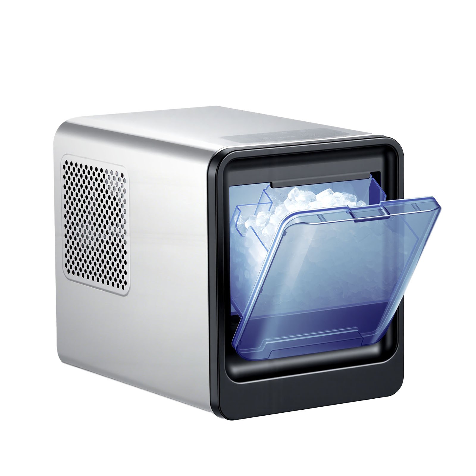 VEVOR Tisch-Eiswürfelmaschine 15 kg pro Tag, Selbstreinigender & Tragbarer Eiswürfelbereiter mit Schaufel & Eiswürfelschublade, Eiswürfelmaschine für Kaueis für Zuhause Küche Büro Bar Partys