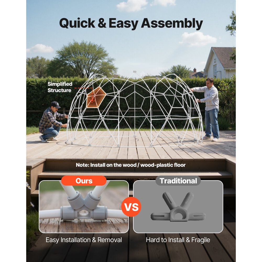 VEVOR Gartenkuppel, 3,6 x 2,2 m großes transparentes Blasenzelt für 4–7 Personen, geodätisches Kuppelgewächshaus mit Fenster, PVC-Zelt für Hinterhof, Terrasse, Camping, Party, Hochzeit
