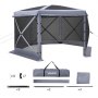 VEVOR Pop-up-Pavillon, 3,6x3,6x2,2 m, großes 6-seitiges Campingzelt mit abnehmbarem Dach & Tragetasche, Partyzelt, Sonnenschutz für 8-10 Personen, für Garten, Hof & Terrasse
