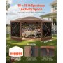 VEVOR Pop-up-Pavillon, 4,57 x 4,57 m, großes 8-seitiges Campingzelt mit abnehmbarem Dach & Tragetasche, Partyzelt, Sonnenschutz für 12–15 Personen, für Garten & Terrasse, Braun