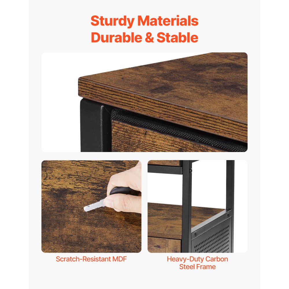 VEVOR Kaffeebarschrank 61 x 36 x 70,5 cm Kaffeebarschrank im Landhausstil mit 4-stufigem Stauraum, beweglicher Kaffeebartisch mit Rollen &Netztür, Sideboard-Buffetschrank für Küche Eingangsbereich