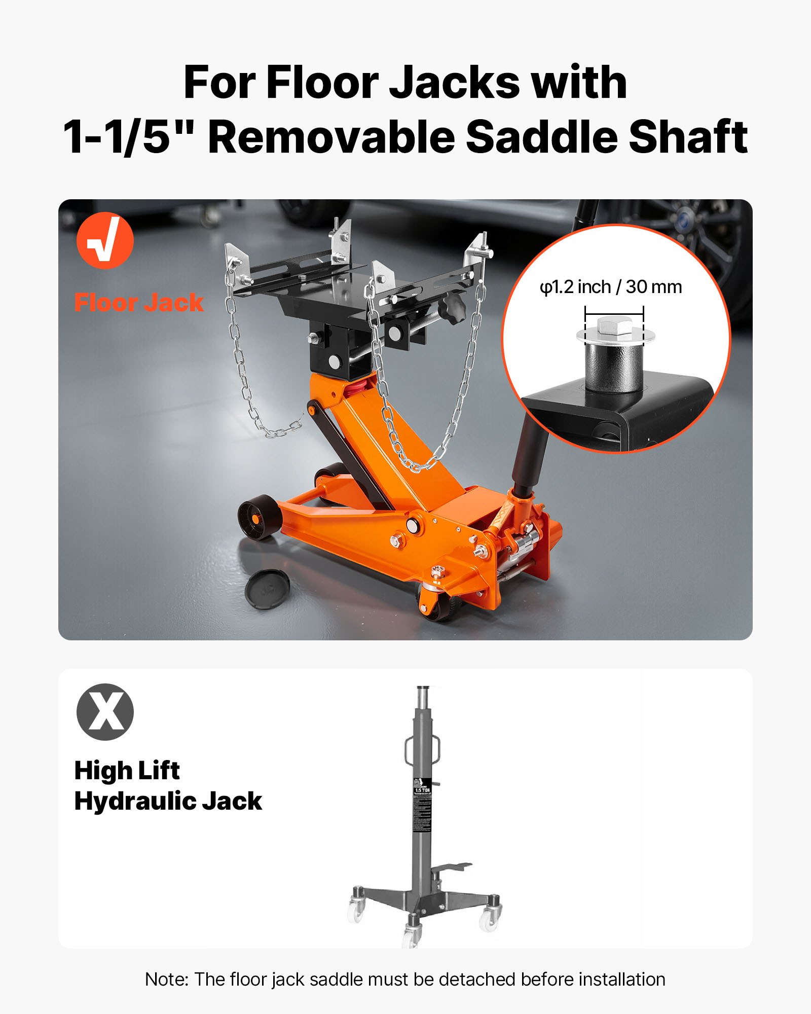 VEVOR Getriebeheber-Adapter Tablett 0,5 t Tragkraft Hochleistungsstahl für Wagenheber mit 1-1/5 Zoll abnehmbarer Sattelwelle, für Garage Reparaturwerkstatt Schwarz