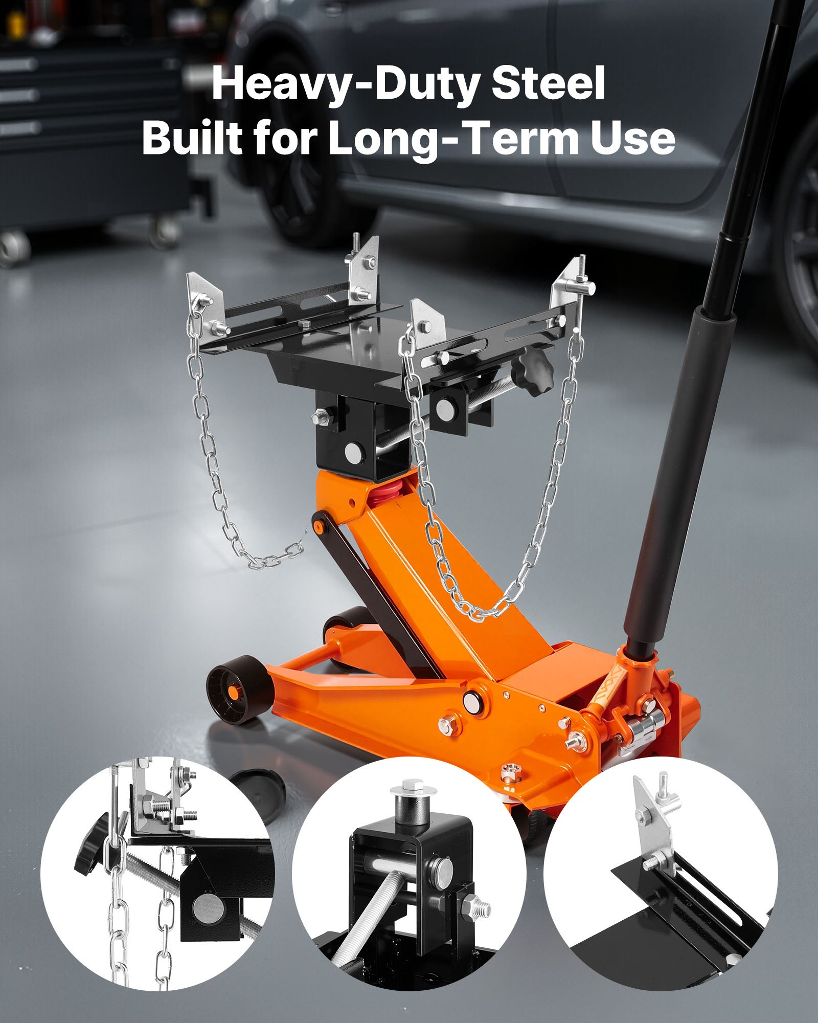 VEVOR Getriebeheber-Adapter Tablett 0,5 t Tragkraft Hochleistungsstahl für Wagenheber mit 1-1/5 Zoll abnehmbarer Sattelwelle, für Garage Reparaturwerkstatt Schwarz