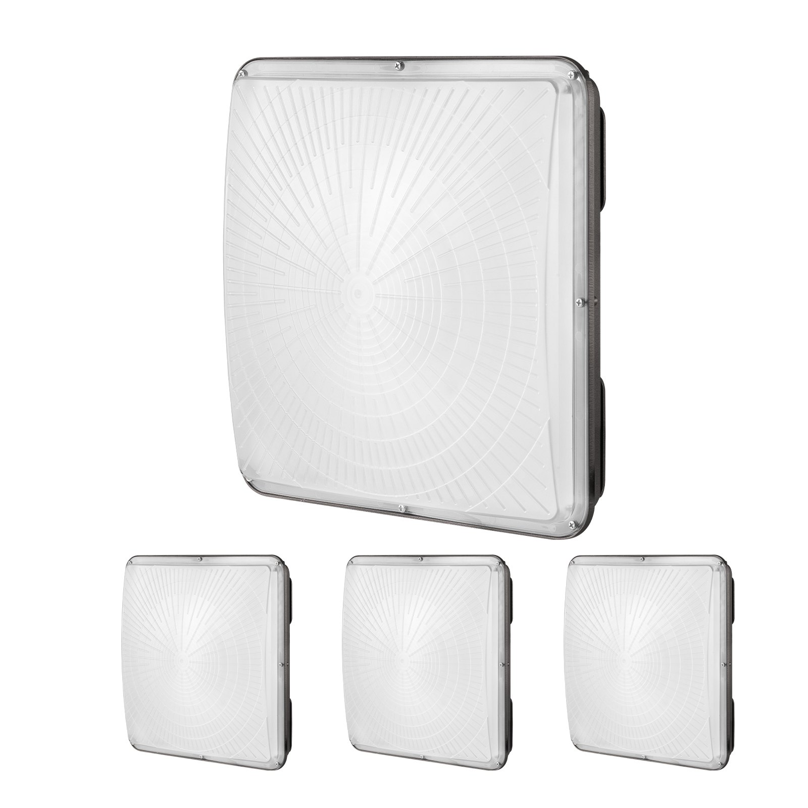 VEVOR 4-pack LED canopy lights, 150W, 16500lm, 5000K daylight, commercial industrial outdoor canopy lights, 12.4 x 12.4 inch surface mount ceiling lights for gas station, warehouse, garage, street, shop, IP65