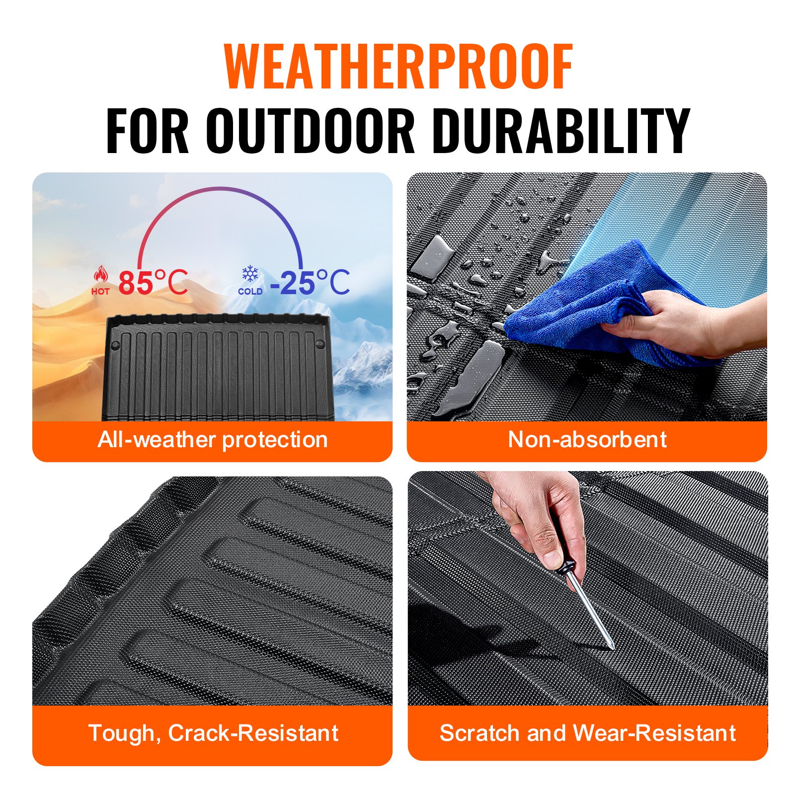 VEVOR Truck Bed Mat Compatible with Toyota Tacoma 2005-2023, TPE Truck Bed Mat 1520 x 1360 x 45 mm, Black Thick Mattress, Ideal for Transporting Goods