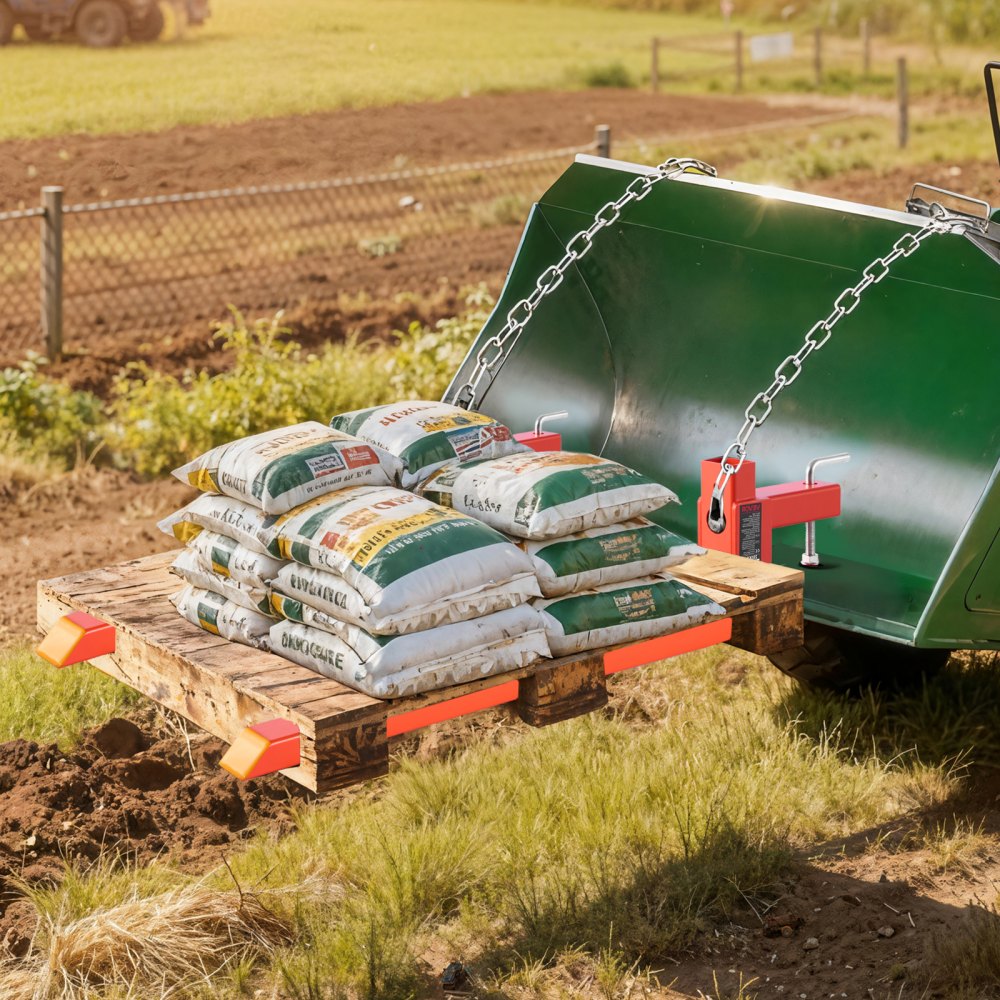 VEVOR Palettengabeln, 907 kg Gabelträger zum Anklemmen, 1090 mm Gesamtlänge, Gabelzinken mit Schnellbefestigung, kompatibel mit Traktoranbaugeräten, Ladeschaufel und Kompaktlader, Orange