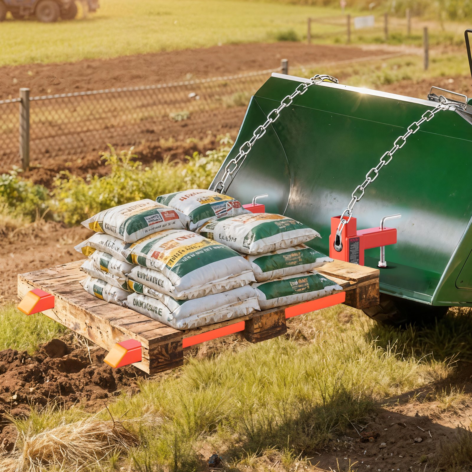 VEVOR Palettengabeln, 907 kg Gabelträger zum Anklemmen, 1090 mm Gesamtlänge, Gabelzinken mit Schnellbefestigung, kompatibel mit Traktoranbaugeräten, Ladeschaufel und Kompaktlader, Orange