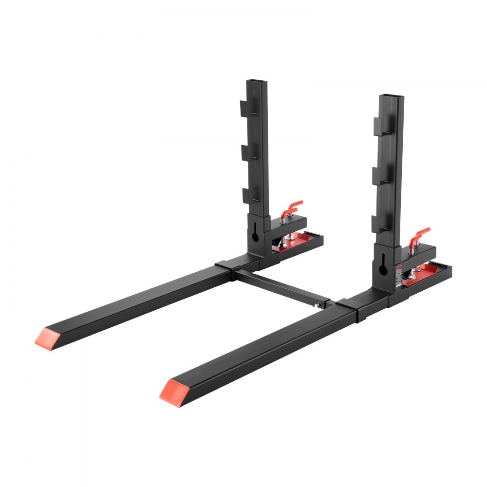 VEVOR Palettengabeln, 1814 kg Gabelträger zum Anklemmen, 1490 mm Gesamtlänge, Gabelzinken mit Kippschutz & verstellbarer Stabilisatorstange, passend für Ladeschaufel-Kompaktlader, Schwarz