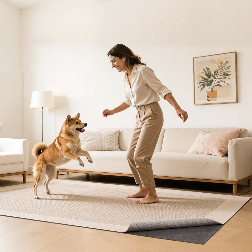 VEVOR Rug Pad 3.05 x 4.27 m, Non-slip Carpet Area Pad, Rug Mat Padding with Dual Surface Felt Cushion & Rubber Gripper, Hardwood Floor Protection for All Floors, Finishes, Keeps Carpets in Place