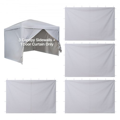 VEVOR 4x Seitenwände für Pavillon, Seitenteile für 3 x 3 m Faltpavillon, Wasserfeste Seitenplanen mit Sonnenschutz PU-Beschichtung, Seitenwand mit Reißverschlusstür für Outdoor-Events Camping, Weiß