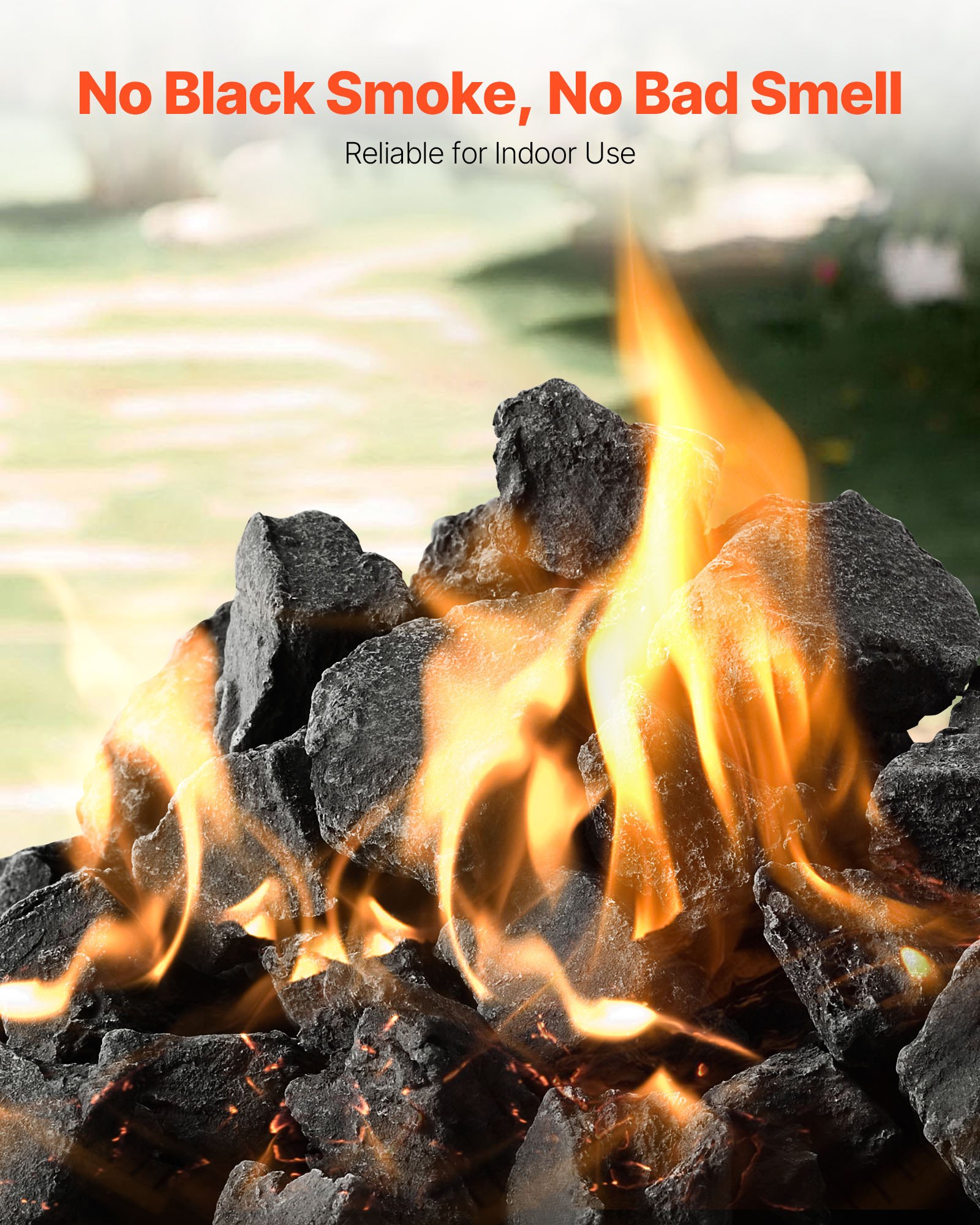 VEVOR Lava Rocks, 20.32-30.48 mm Fire Stones Lava Rocks For Fire Pit, Reusable Fire Pit Stones Indoor and Outdoor Use, Decorative Firepit Stone for Propane/Gas Fireplace,Stove,Courtyard,Camping