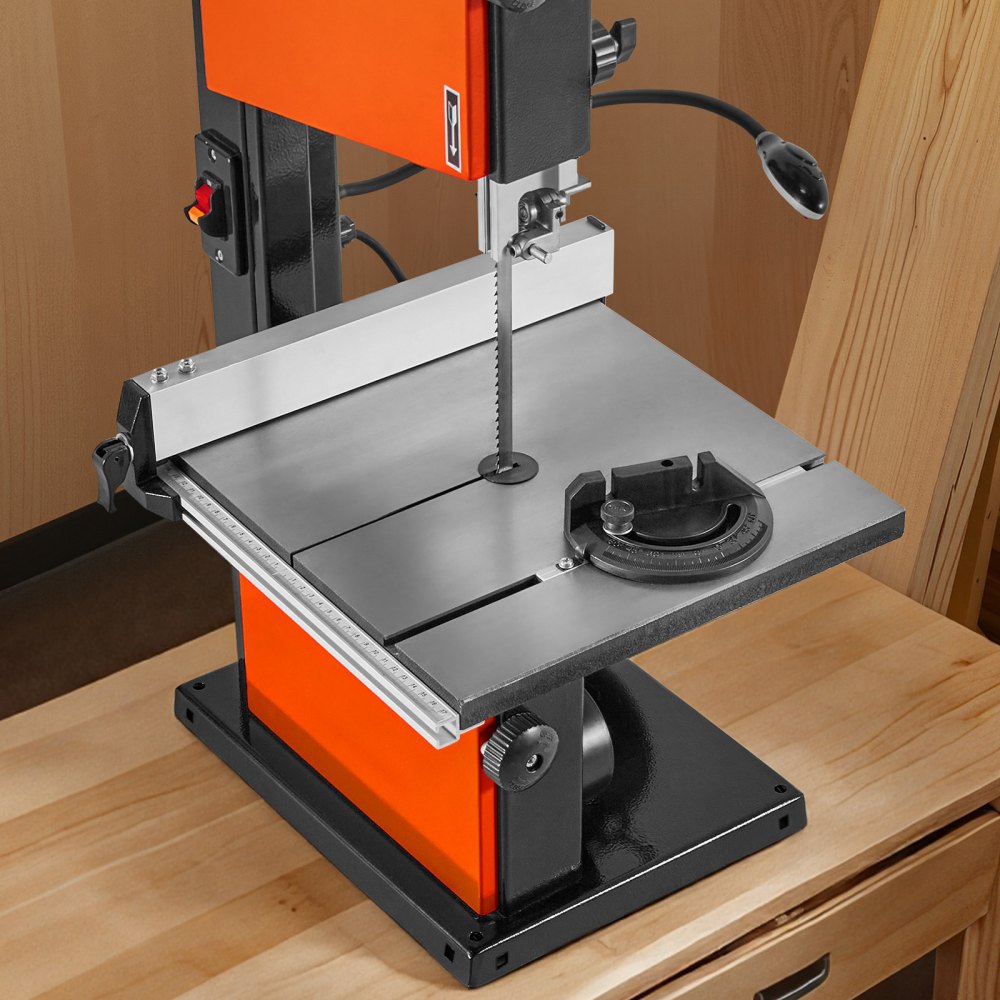 VEVOR Bandsäge, Schnittbreite 254 mm, Zweigang-Holzbandsäge mit 373-W-Motor (1/2 PS), Schnitthöhe 160 mm, 335x340 mm Gusseisentisch, mit 360°-Arbeitsleuchte, Gehrungsanschlag, Parallelanschlag