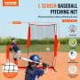 VEVOR L-Typ für Schlägerkäfig 240 x 106 x 214 cm Baseball- und Softball-Sicherheitsschirm Körperschutz Tragbarer Schlagschirm mit Tragetasche & Bodenpfählen, Outdoor Baseball-Pitching-Netz Rot