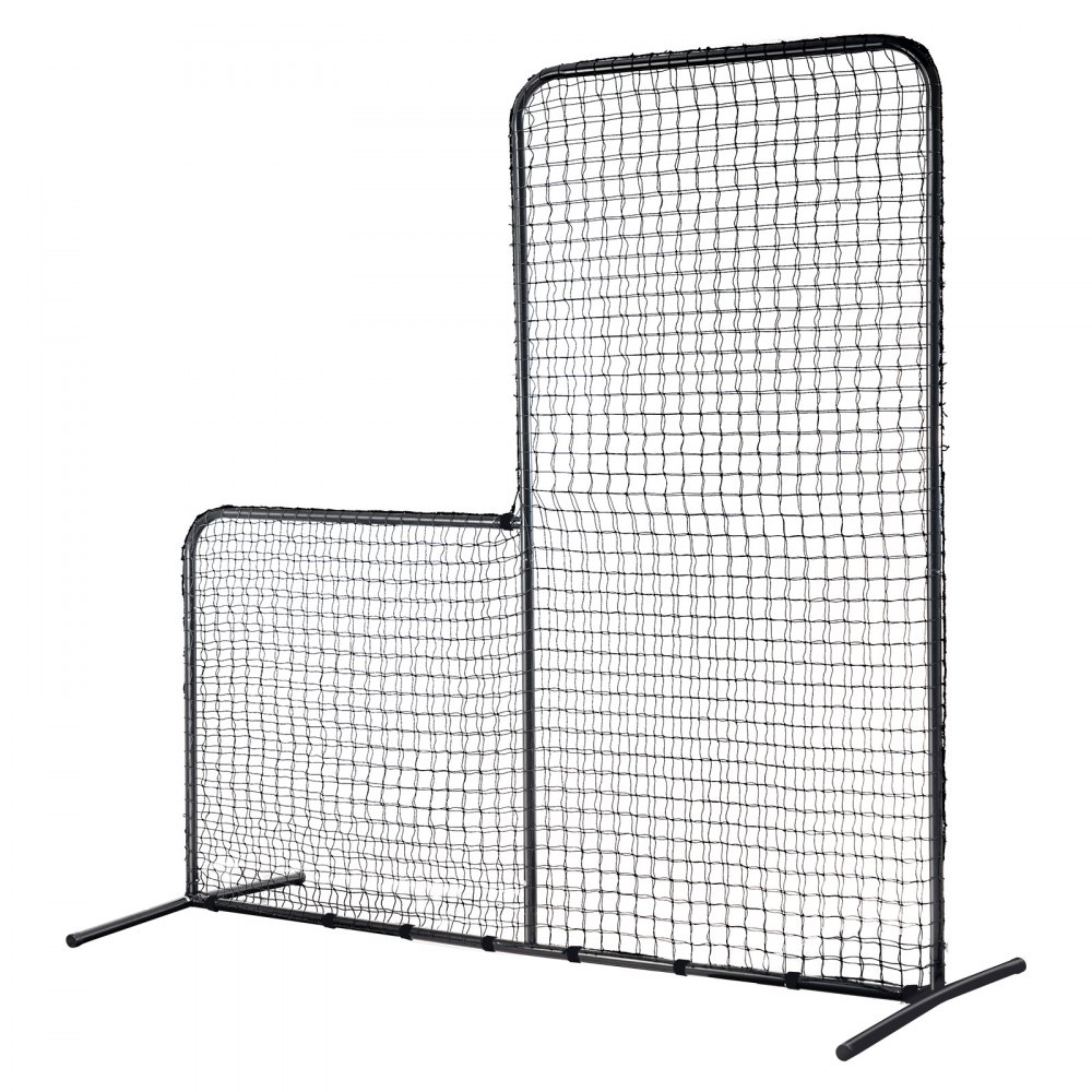 VEVOR L-Typ Baseball für Schlagkäfig, 213 x 96 x 213 cm Baseball- und Softball-Sicherheitsschirm, Tragbares Schlagnetz mit Tragetasche & Bodenpfählen, Pitching-Netz zum Schutz der Pitcher, Schwarz