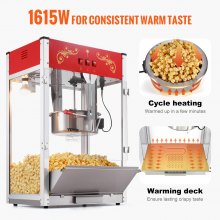 VEVOR Popcornmaschine Maker Popcornautomat Popcorngerät 1615W Popcorn Rot 16oz