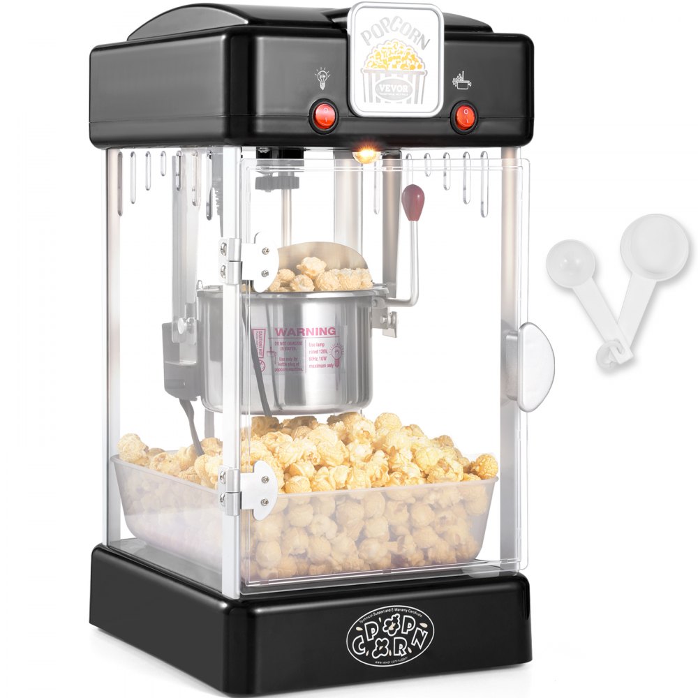 VEVOR Popcornmaschine Maker Popcornautomat Popcorngerät Kino 300W 2,5oz Schwarz