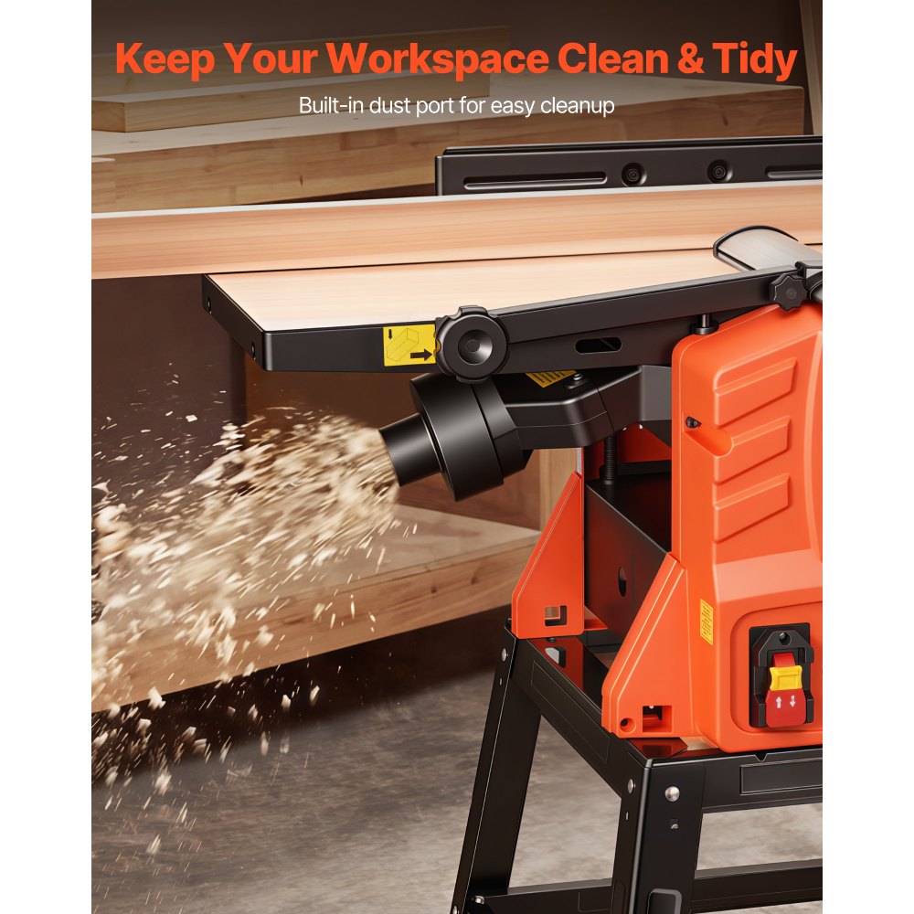 VEVOR Abricht- & Dickenhobelmaschine 254 mm Hobelbreite, 2,4 PS, 8000 U/min, mit Ständer, 2-Messer-Hobelmesserwelle, Aluminiumgusstisch, 0–3 mm Einstellbare Schnitttiefe, für Holzbearbeitung