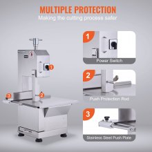 VEVOR Kommerzielle Fleisch-Knochen-Sägemaschine 2200 W 1000 kg/h Knochenschneidemaschine Gefrorene Fleisch-Knochen-Schneidemaschine 0-180 mm