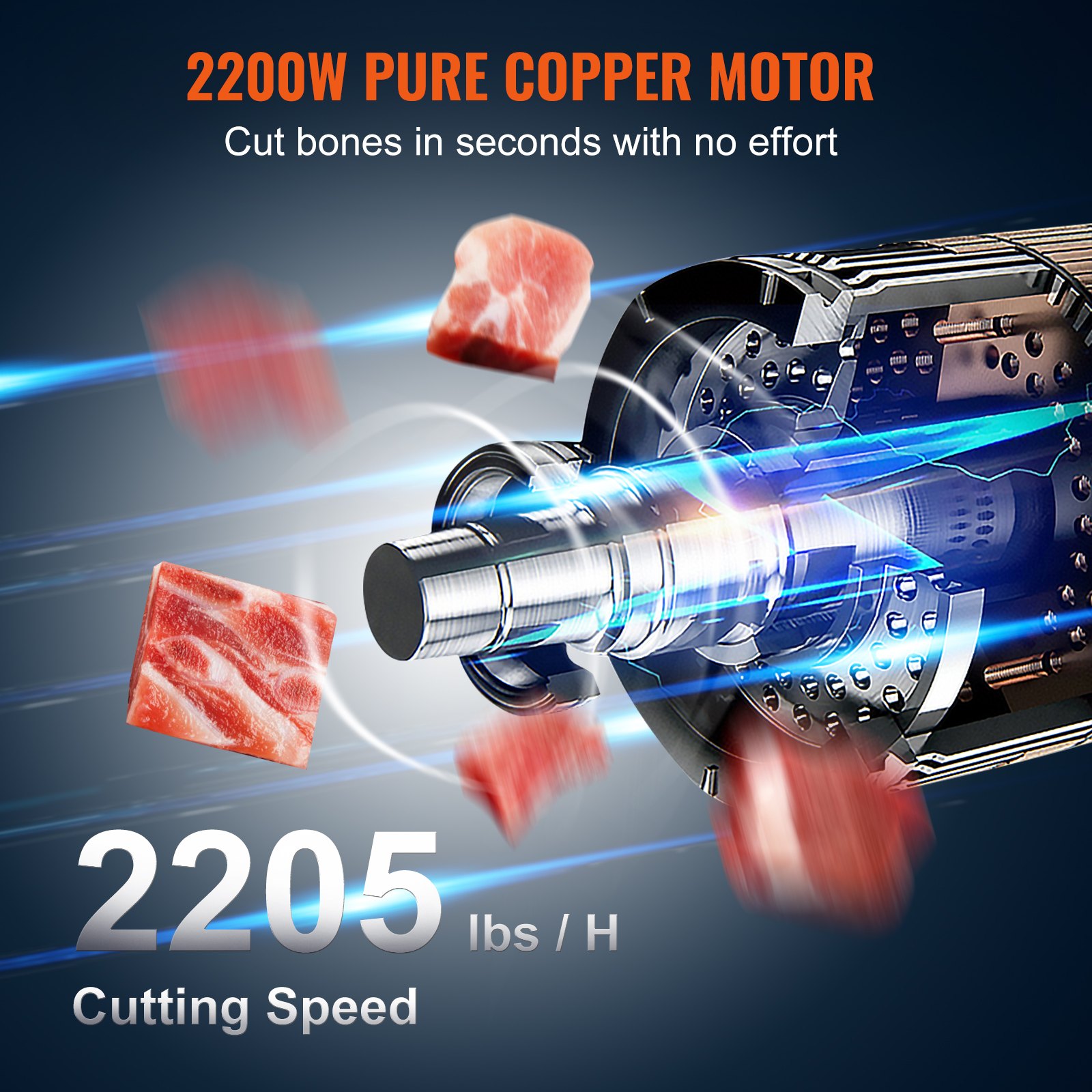 VEVOR Kommerzielle Fleischknochen Sägemaschine 2200 W, 1000 kg/h Knochenschneidemaschine Gefrorene Fleisch Knochen Schneidemaschine, 0-180 mm Einstellbare Dicke Knochensäge 470 x 530 mm Arbeitstisch