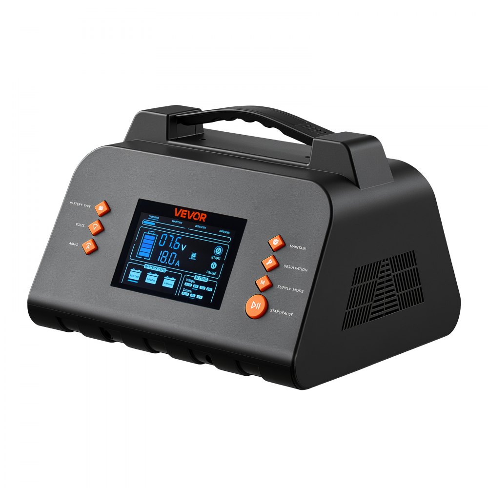 VEVOR Smart-Batterieladegerät 25 A 6/12/24 V für LiFePO4 Bleiakku Ladegerät für Pkw, Wohnmobile, Lkw und Boote, mit 7-Stufen-Laden, Pulsdesulfatierung, LCD-Anzeige & Überspannungs- und Verpolungsschutz
