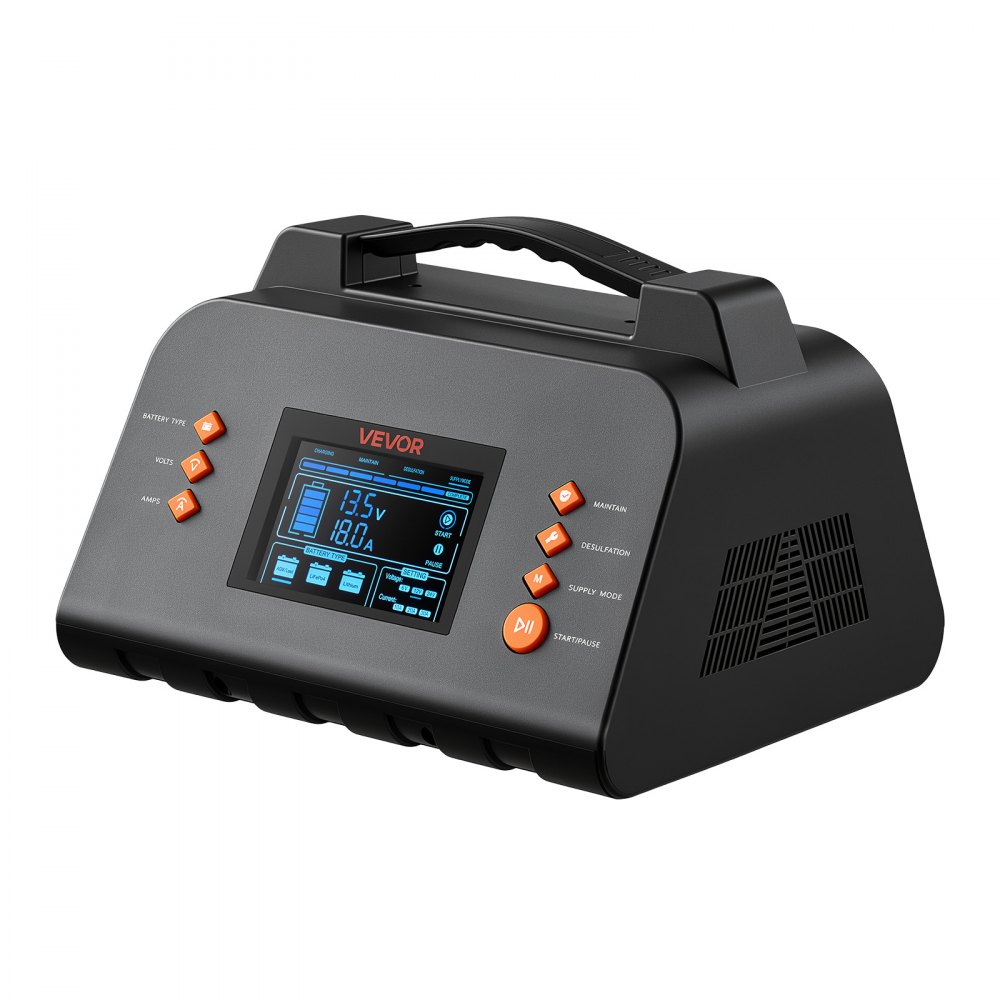VEVOR Smart-Batterieladegerät 30 A 6/12/24 V für LiFePO4 Bleiakku Ladegerät für Pkw, Wohnmobile, Lkw und Boote, mit 7-Stufen-Laden, Pulsdesulfatierung, LCD-Anzeige & Überspannungs- und Verpolungsschutz