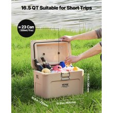 VEVOR Tragbare Kühlbox Isolierte Hartkühlbox mit Getränkehalter 16,5Qt