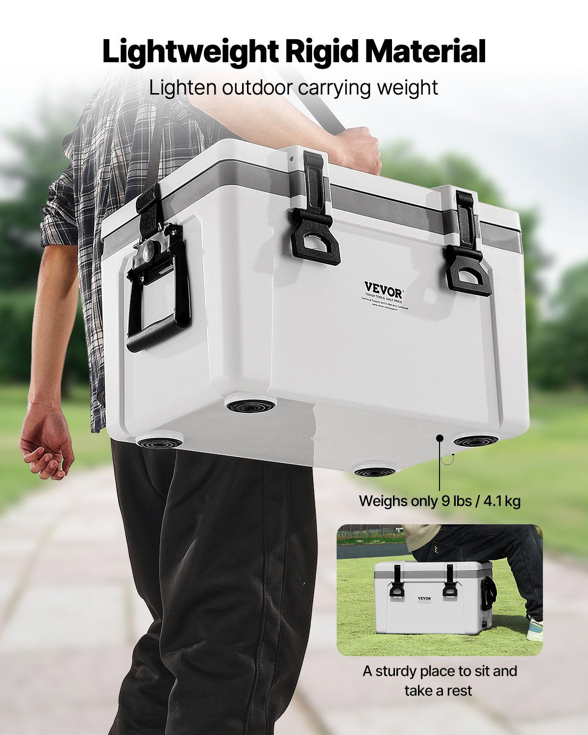 VEVOR tragbare Kühlbox Hartkühlbox (38 Qt / 26 Dosen) mit Eisspeicherung & robusten Griffen, isolierte tragbare Kühlbox aus stabilem Material, geeignet für Familienpicknicks und Kurztrips