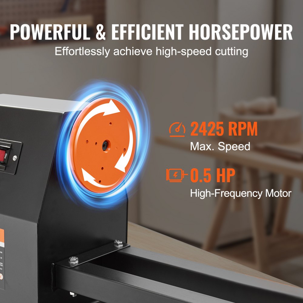 VEVOR Drehbank 370W Drechselbank Max. Drehdurchmesser 350mm Drechselmaschine Spindeldrehzahl 885–2425U/min Kopierdrechselbank mit 4-Gang-Einstellung Drehbank mit komplettem Zubehör