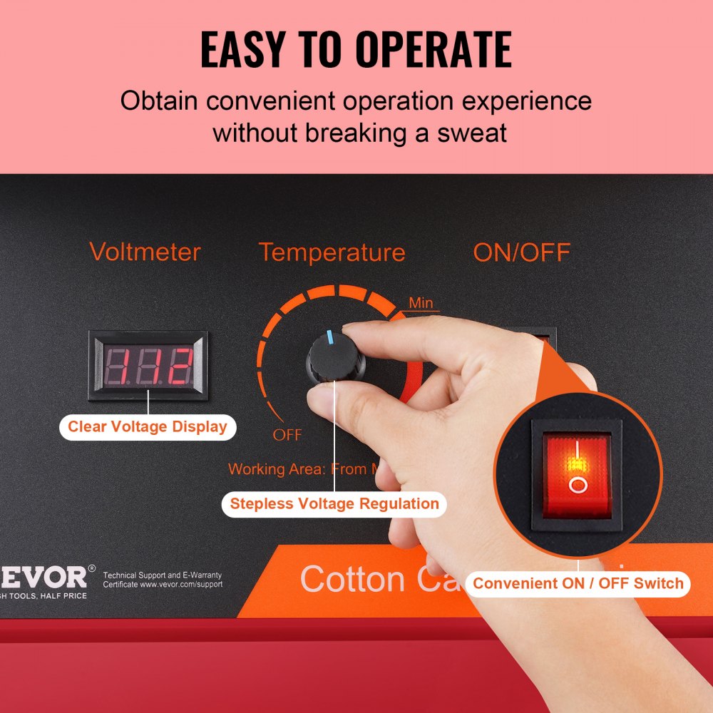 VEVOR Electric Cotton Candy Machine, 1000W Cotton Candy Maker, Commercial Cotton Candy Machine with Stainless Steel Bowl & Sugar Spoon, Perfect for Children's Birthday Parties at Home, Family Celebrations (Red)