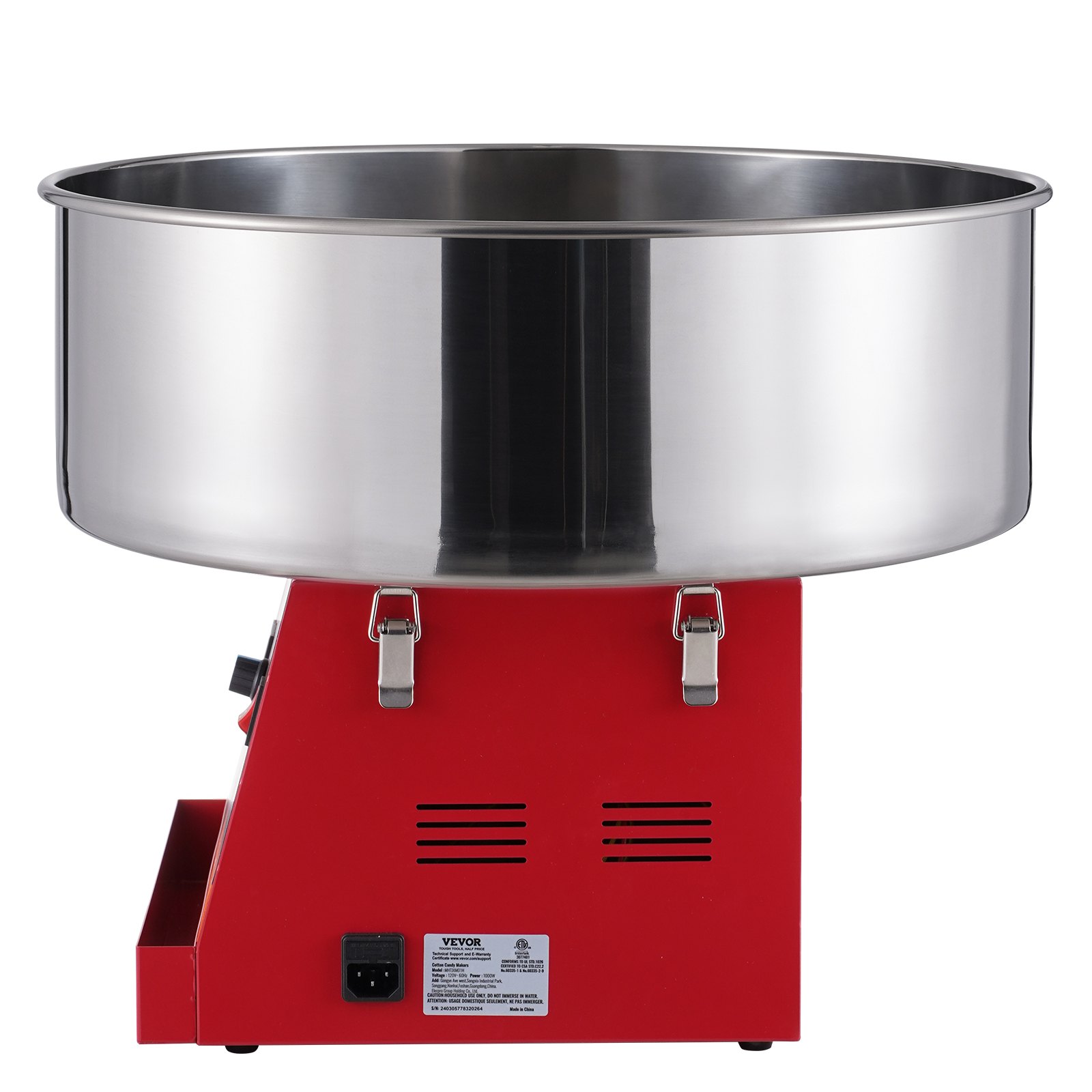 VEVOR Electric Cotton Candy Machine, 1000W Cotton Candy Maker, Commercial Cotton Candy Machine with Stainless Steel Bowl & Sugar Spoon, Perfect for Children's Birthday Parties at Home, Family Celebrations (Red)