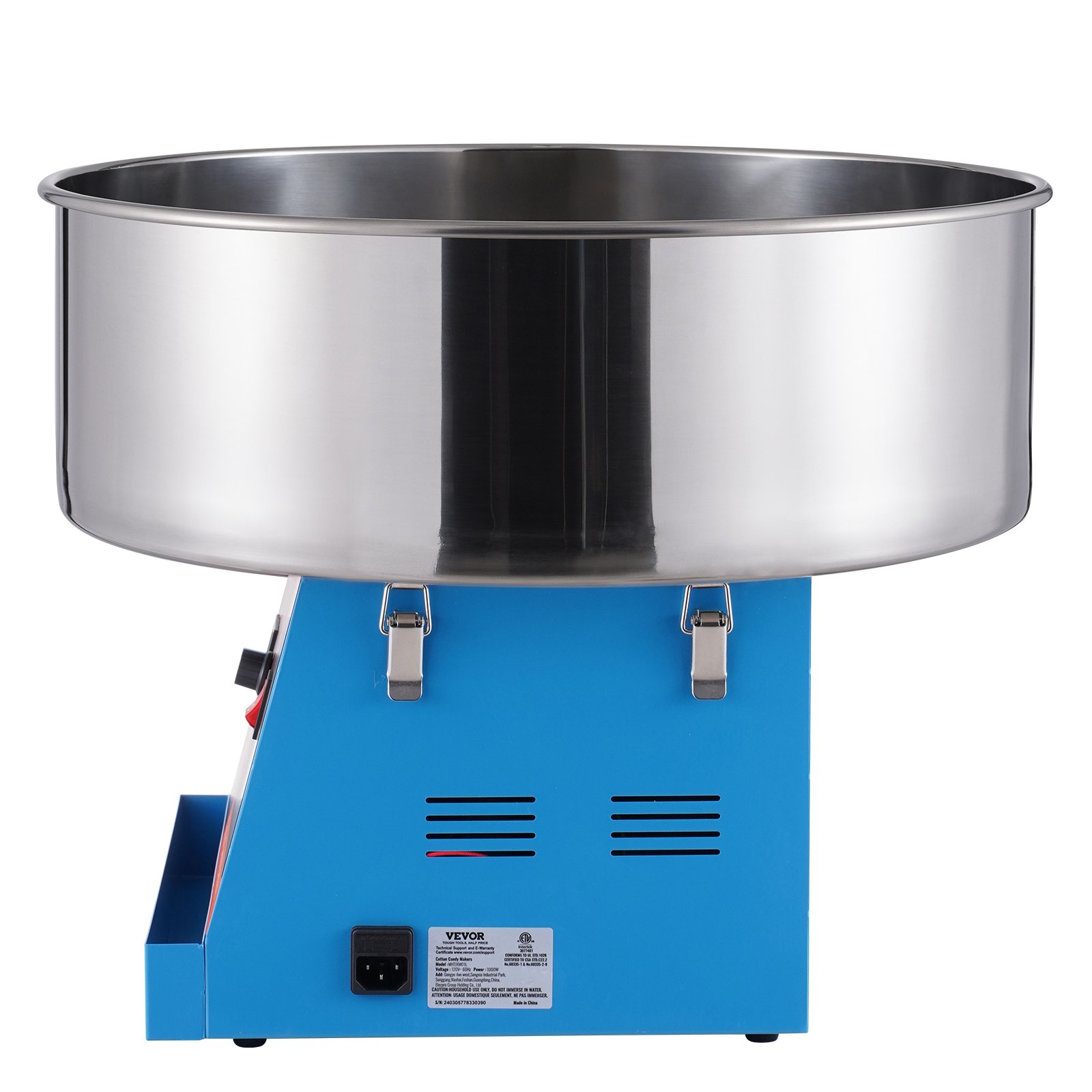 VEVOR Elektrische Zuckerwattemaschine, 1000 W Zuckerwattegeräte, Kommerzielle Zuckerwattemaschine mit Edelstahlschüssel & Zuckerlöffel, Perfekt für Kindergeburtstage zu Hause, Familienfeiern (Blau)