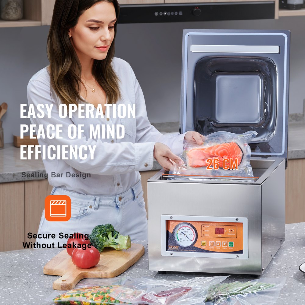 камерный вакуумный запайщик 260 Вт вакуумный запайщик для влажных продуктов мясные маринады и т.д. компактный размер с длиной запайки 26 см для использования на частных кухнях и в коммерческом секторе