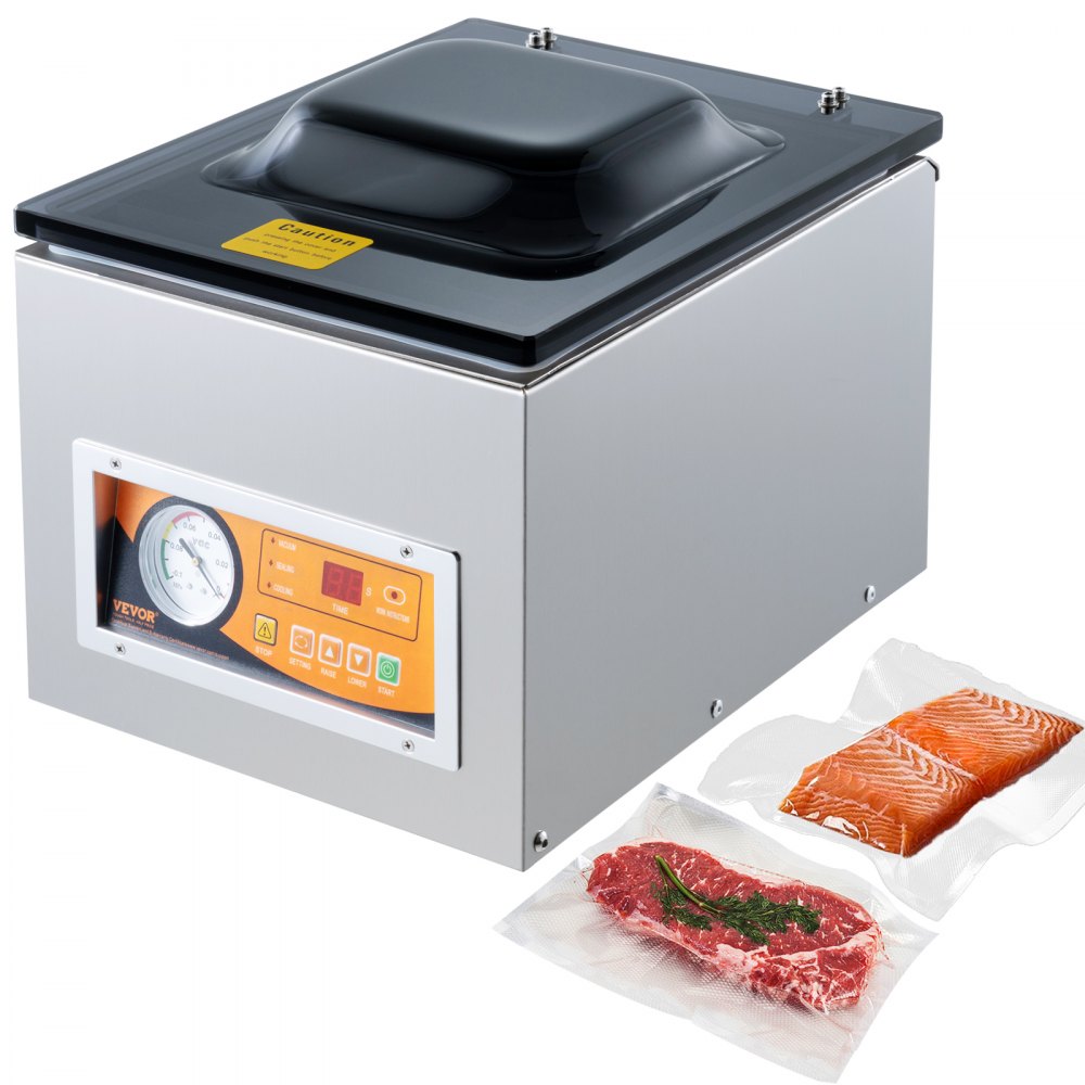 VEVOR Kammer-Vakuumierer 260 W Vakuumiergerät für feuchte Lebensmittel Fleisch Marinaden usw. kompakte Größe mit 26 cm Versiegelungslänge Anwendung in der privaten Küche und im gewerblichen Bereich