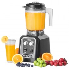 VEVOR Mixer kommerzieller Standmixer 2200 W mit Behälter aus Kunststoff, Hochleistungsmixer Power Profi Mixer Küchenmixer mit 3 Funktionen, für gefrorene Getränke Shakes Smoothies und Crush Ice, schwarz