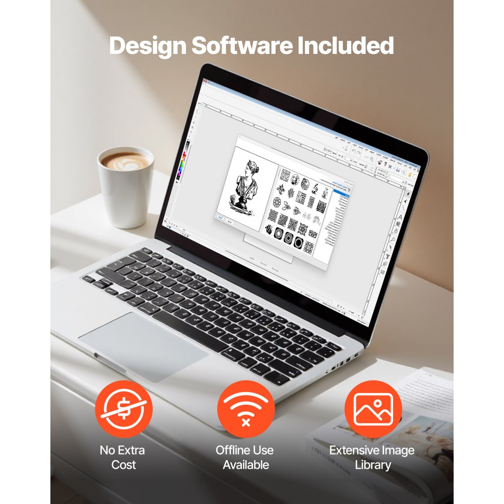 VEVOR Vinylschneider (33 cm Schnittgröße) mit automatischer Kantenerkennung & Designsoftware & Materialien, kompatibel mit SVG/EPS/PLT, für individuelle Bastelarbeiten Karten Aufkleber