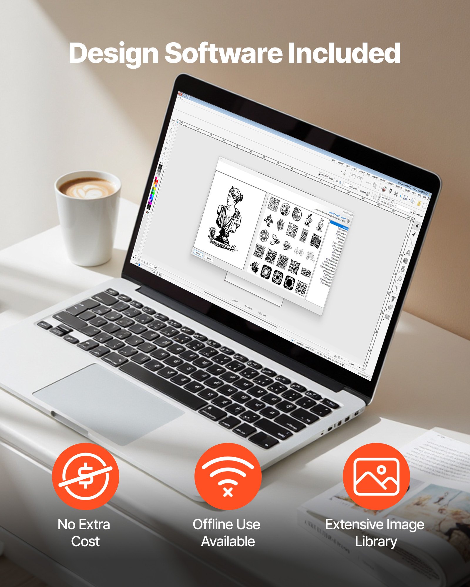 VEVOR Vinylschneider (60 cm Schnittgröße) mit automatischer Kantenerkennung & Designsoftware & 2 Klingentypen & Materialien, kompatibel mit SVG/EPS/PLT, für individuelle DIY-Bastelarbeiten