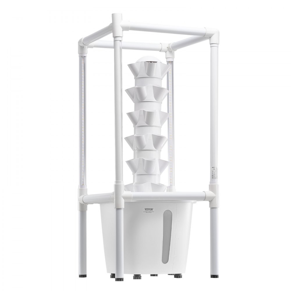 VEVOR Hydroponisches Anbausystem mit Wachstumslicht, 30 Steckplätze Hydroponik Turm mit 6 Ebenen, Hydronischer Garten für Zuhause mit Wasserpumpe, Pflanzenkeimungsset für Kräuter, Obst und Gemüse
