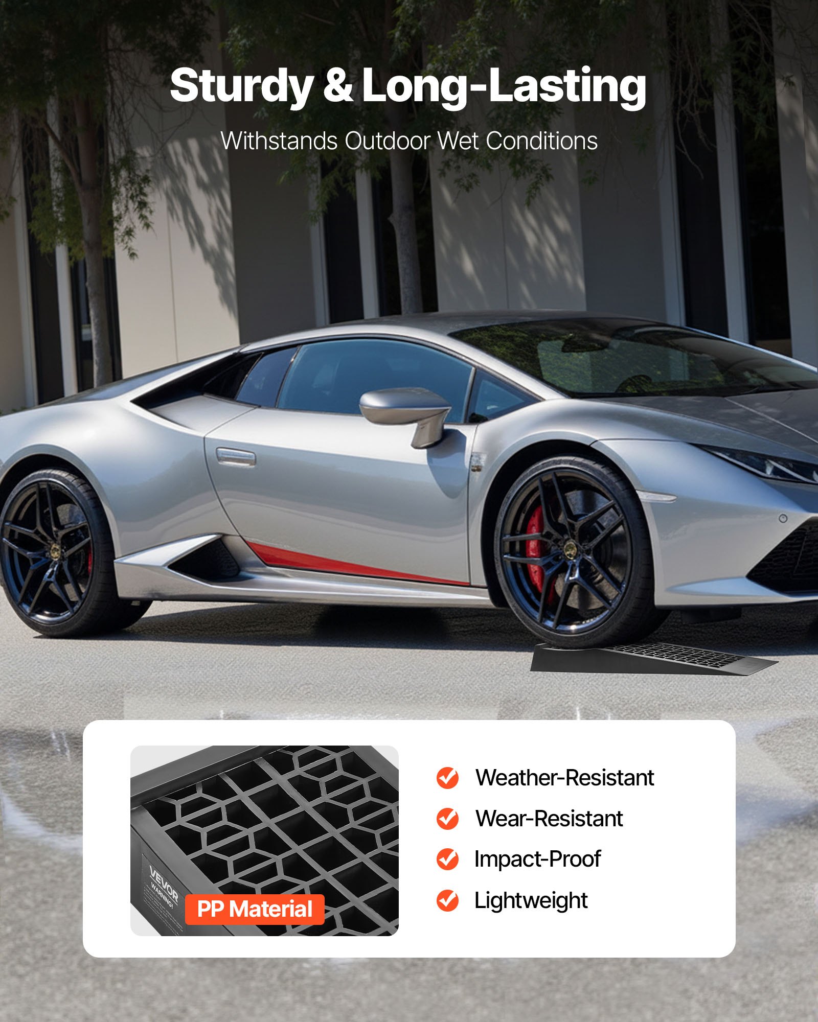 VEVOR Autorampen Auffahrrampen 2 Stk. 65 mm Hub, tragbare Auto-Servicerampen für Wartung in der Garage & Ölwechsel & Fahrzeuge mit niedrigem Fahrgestell 2268 kg (pro Rampe) belastbar Auffahrhilfe