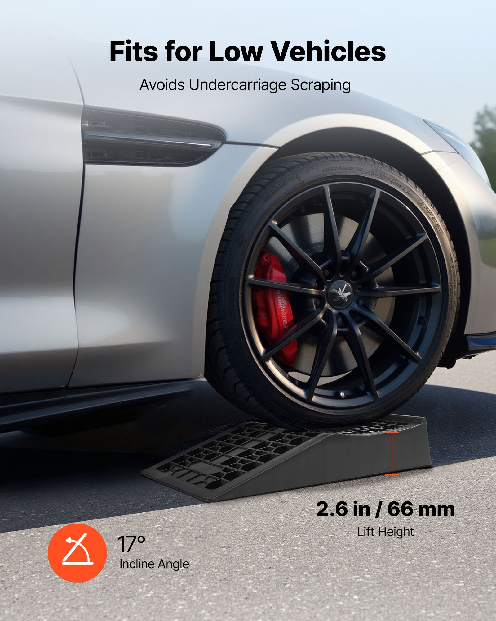 VEVOR Autorampen Auffahrrampen 2 Stk. 66 m Hubhöhe, tragbare & flache Auto-Servicerampen für Wartung in der Garage & Ölwechsel & Reparatur von Lkw, 2268 kg (pro Rampe) belastbar Auffahrhilfen