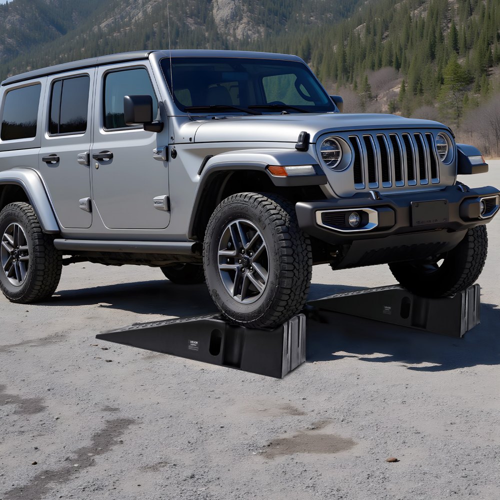 VEVOR Autorampen Auffahrrampen 2 Stk. 17 cm Hubhöhe, tragbare Auto-Servicerampen für Wartung in der Garage & Ölwechsel & Reparatur von Lkw, 1814 kg (pro Rampe) belastbar Auffahrhilfe Schwarz