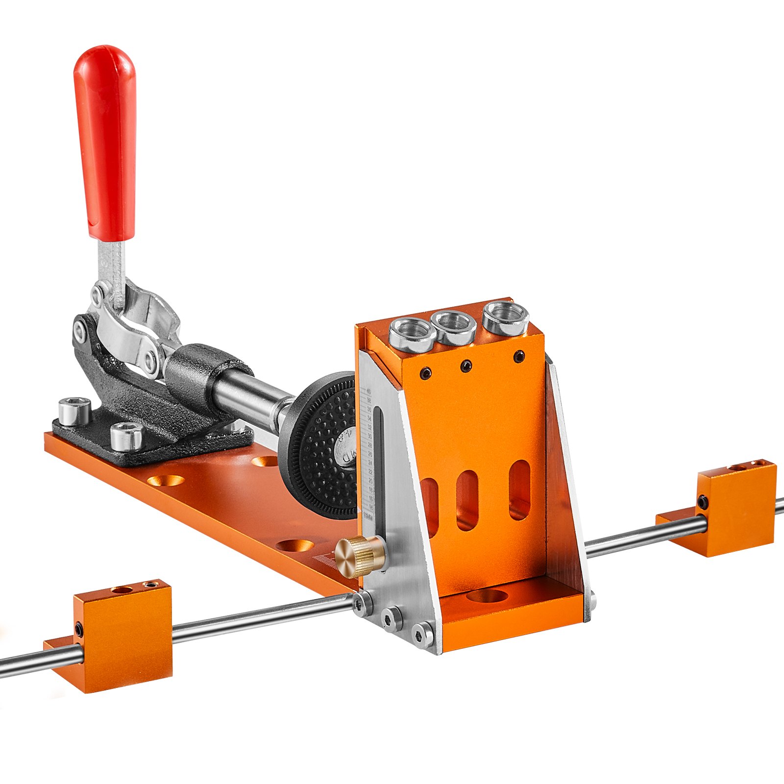 VEVOR Pocket Hole Jig Kit Dreitaschenloch mit Schraubenschlüssel & Vierkantantriebsbits, Dübelhilfe Bohrlehre zum Bohren von Taschenlöchern und Schräglöchern, Bohrhilfe für Holzbearbeitung